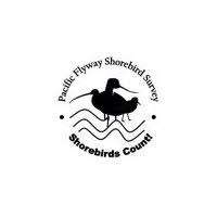 Logo for the Pacific Flyway Shorebird Survey featuring silhouettes of three shorebirds and the slogan "Shorebirds count!"