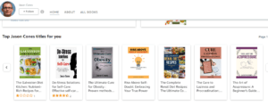 An Amazon screenshot of fake AI author Jason Cones' bibliography, showing a variety of unrelated titles.