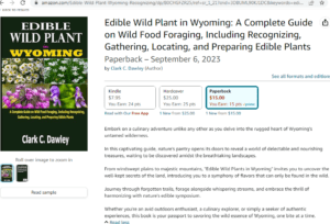 A screenshot of an Amazon sales page of the misspelled book "Edible Wild Plant in Wyoming". 